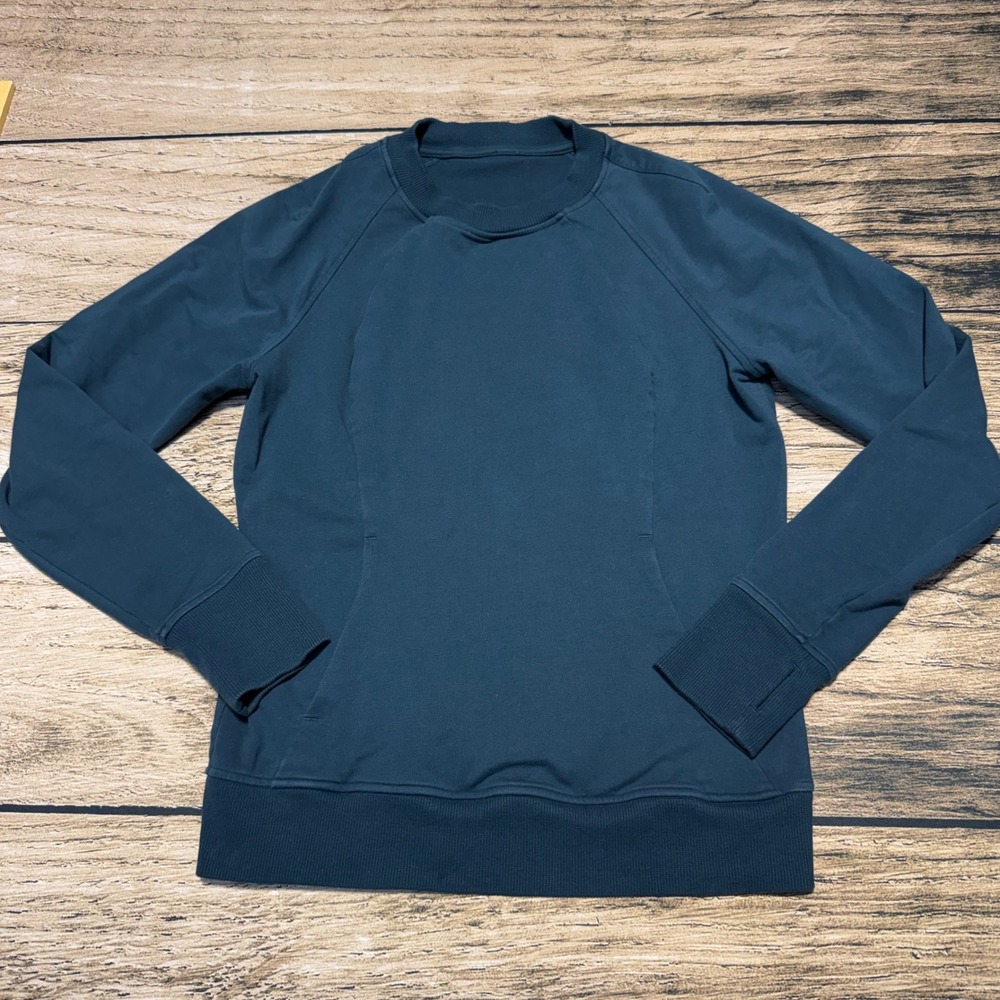 Lululemon Perfectly Oversized Crew Pullover Womens 8 Blue Thumbhole Sweater